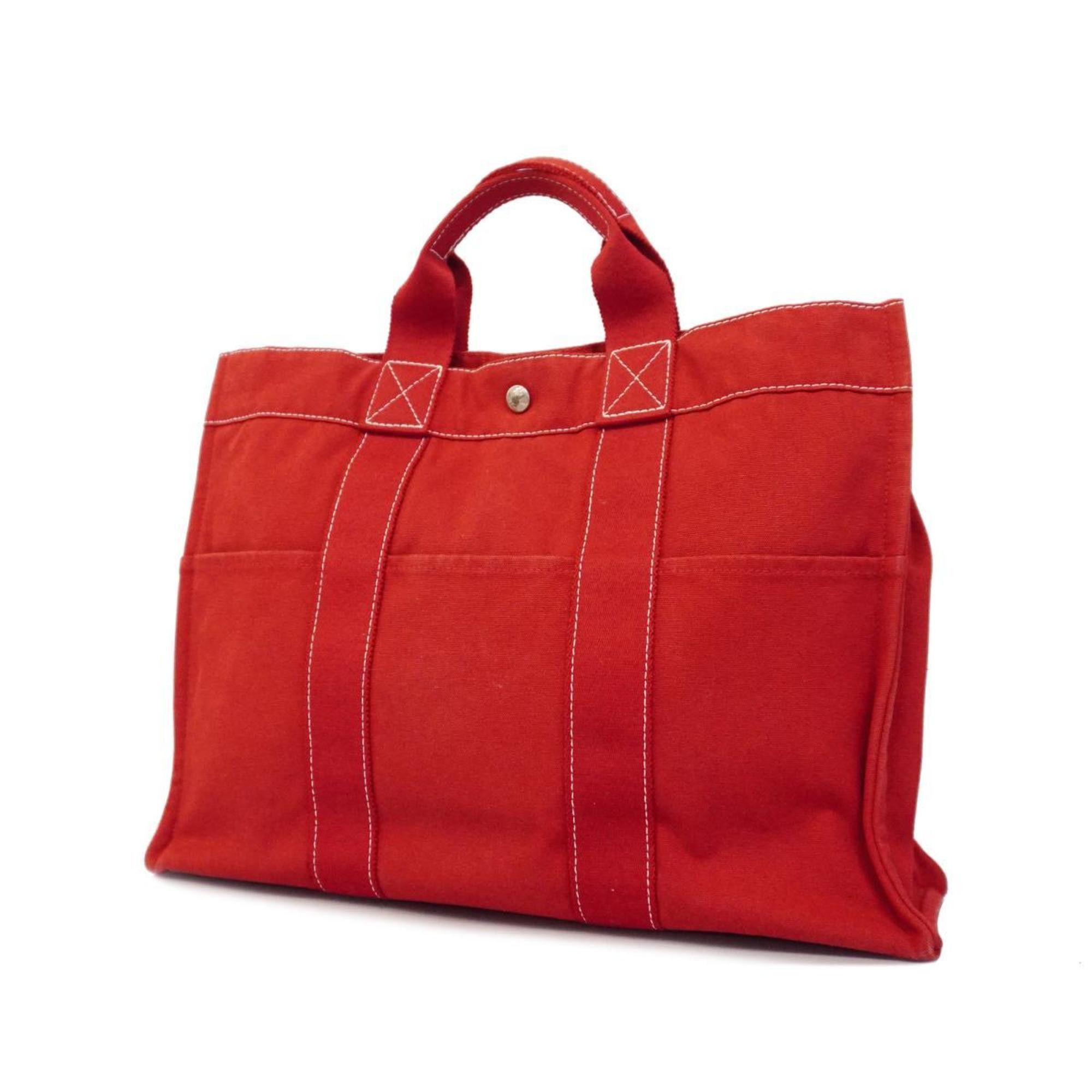 image of Hermes Tote Bag Deauville Mm Canvas Red Women's in Red Color