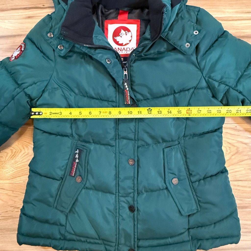 Jordan Brand Canada Weathergear Girls Youth Hooded Puffer Jacket Green M Size XS / US 0-2 / IT 36-38 - 4 Thumbnail