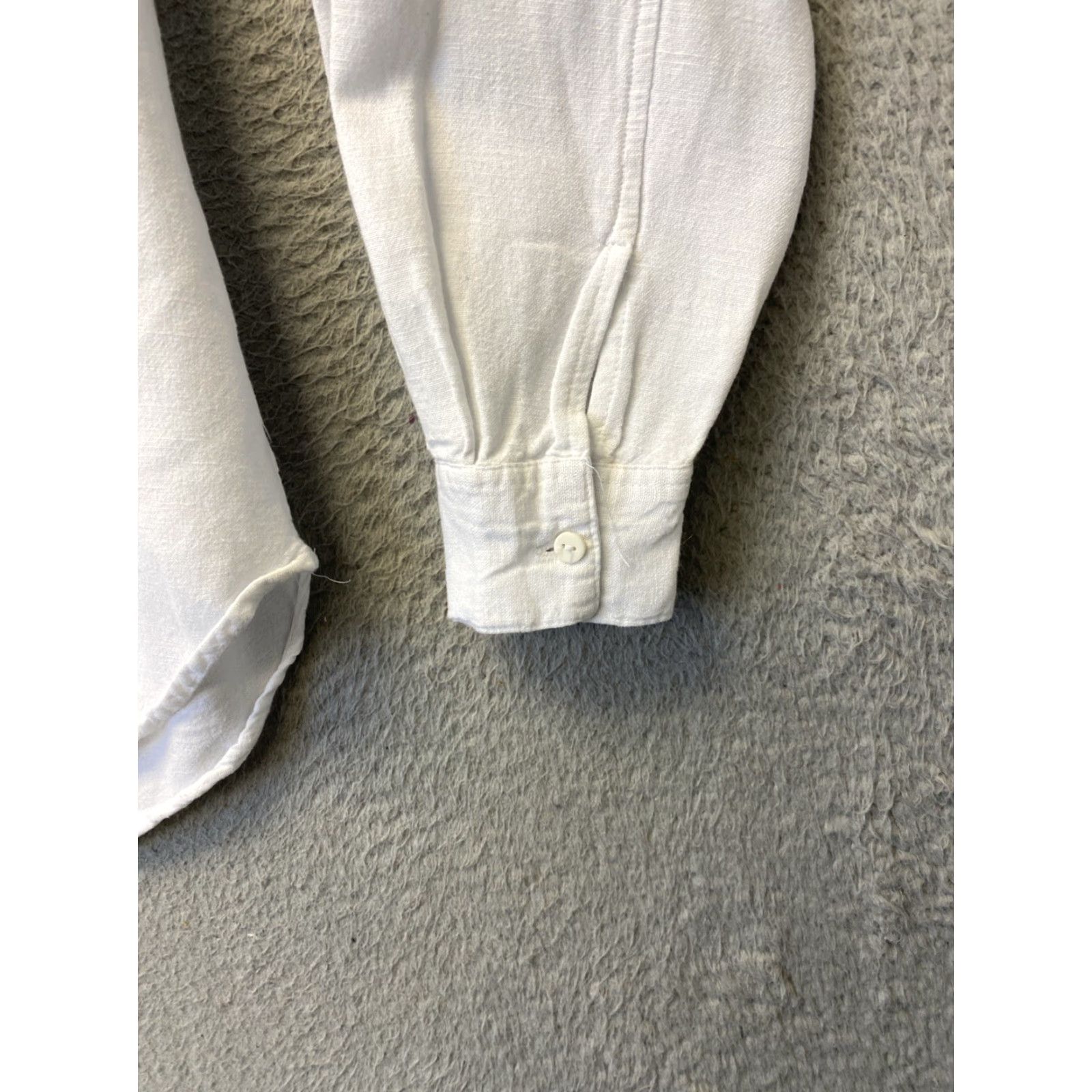 Stradivarius Stradivarius Women's Linen Cropped Boxy Shirt White Short Sleeve V-Neck Button-Up 90s Beach Bohemian Size S / US 4 / IT 40 - 2 Thumbnail