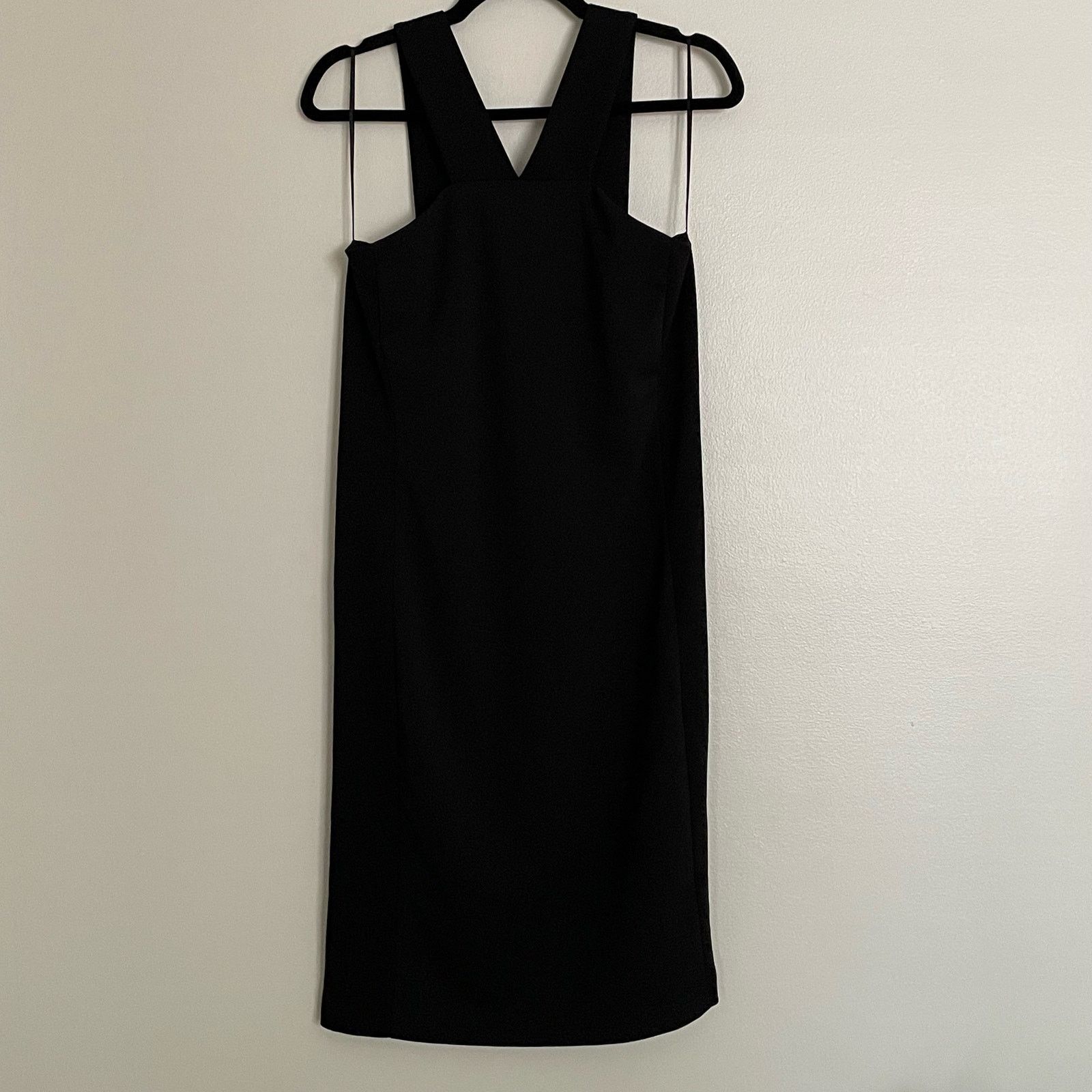 Zara Zara Crepe Sheath Dress Cross Over Neck Wide Straps Black L Size L / US 10 / IT 46 - 2 Thumbnail