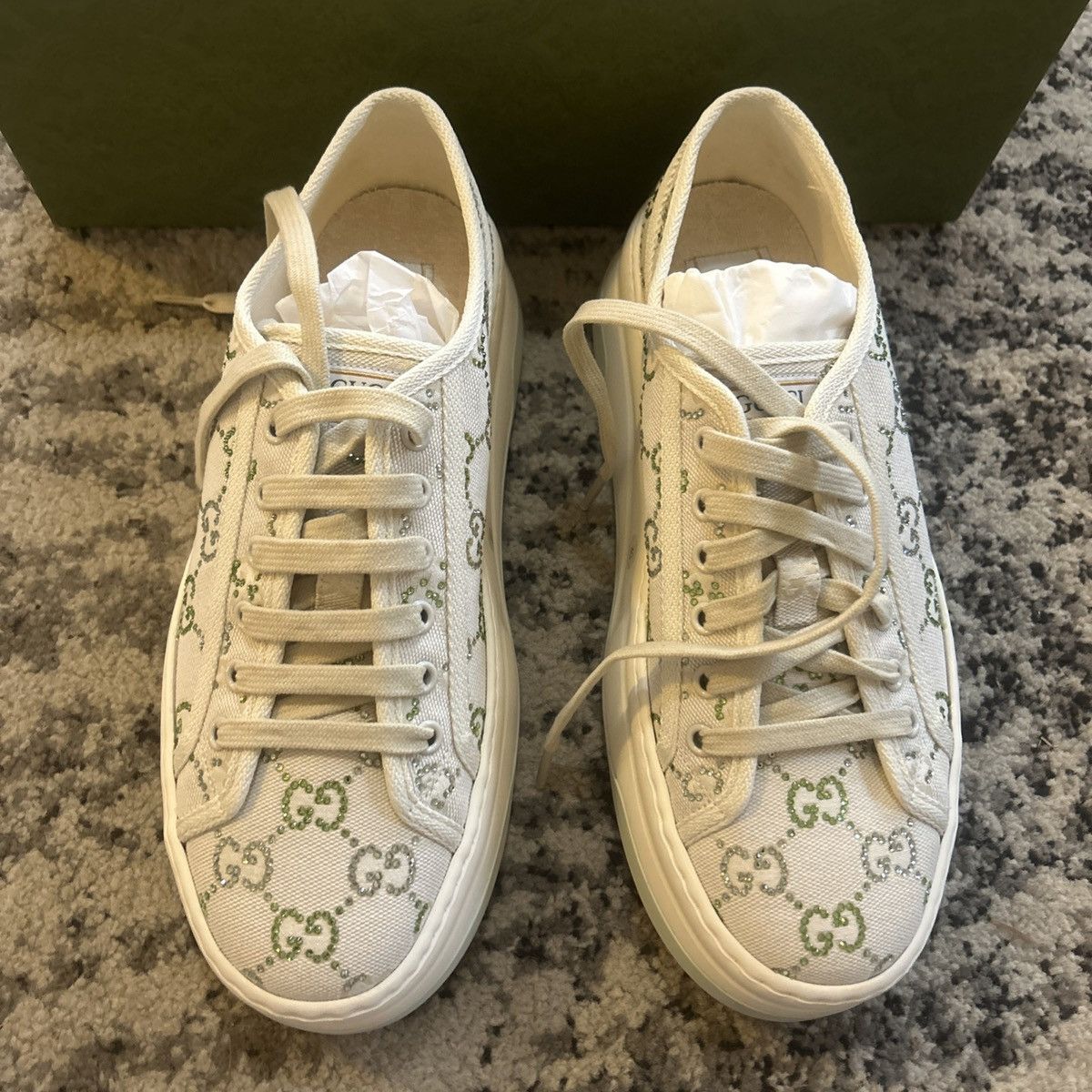 Gucci Gucci Canvas Lame Crystal GG Monogram Womens 1977 Sneakers Size US 10 / IT 40 - 4 Thumbnail