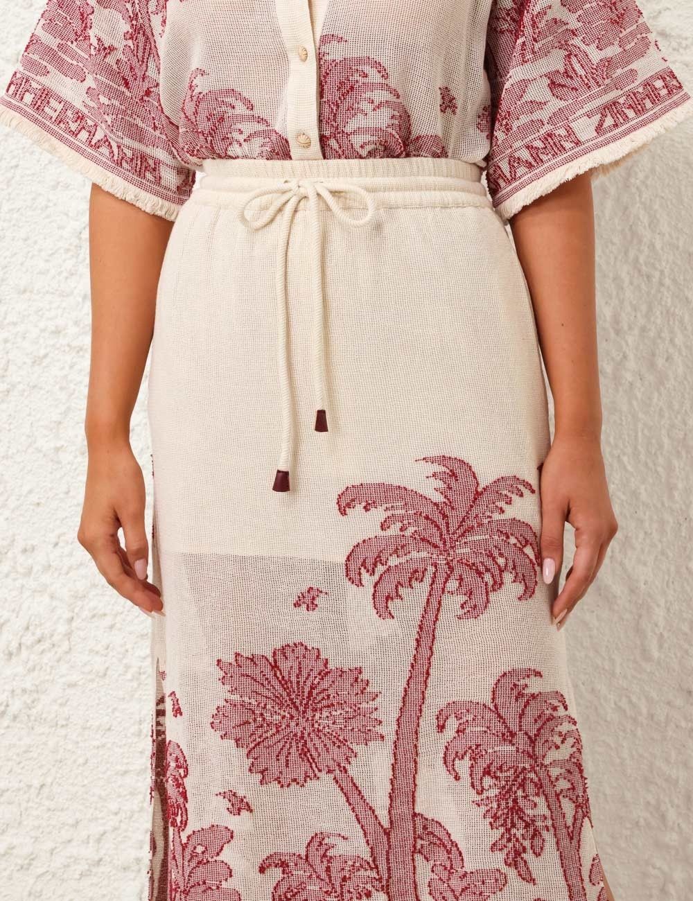 Zimmermann oc11z0525 Ottie Palm Cotton Midi Skirt in Multicolor Size 27" / US 4 / IT 40 - 6 Thumbnail