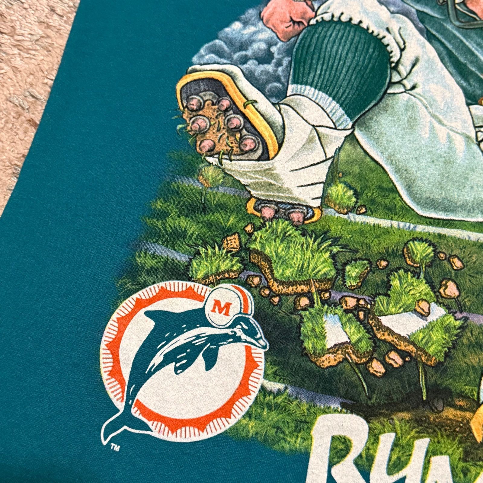 NFL × Salem Sportswear × Vintage 1993 Miami Dolphins Rumble Fish Shirt Large Dan Marino NFL Size US L / EU 52-54 / 3 - 3 Thumbnail