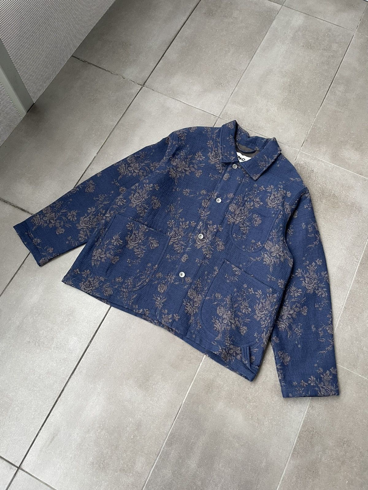 YMC !DS! SS23 YMC Labour Floral Navy Wool Jacquard Jacket Size US L / EU 52-54 / 3 - 9 Thumbnail