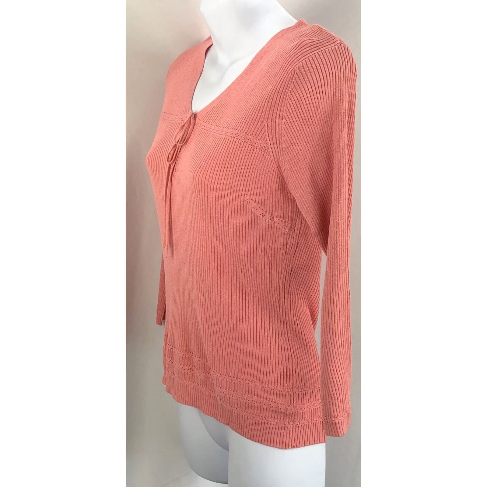 Pinko VINTAGE Valerie Stevens Shirt PM Pink Bow V-Neck 3/4 Sleeve Knit Tee Top Girls Fairy 90s Size M / US 6-8 / IT 42-44 - 2 Thumbnail