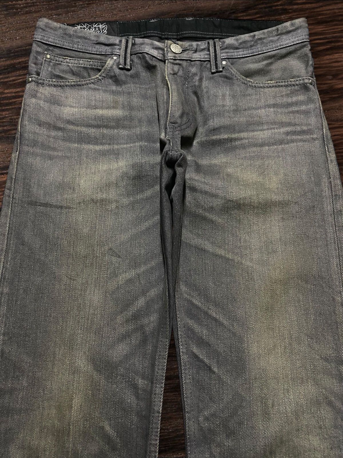 If Six Was Nine Vintage Velvet Blue Grey Faded Loose Jeans Size US 31 - 5 Thumbnail