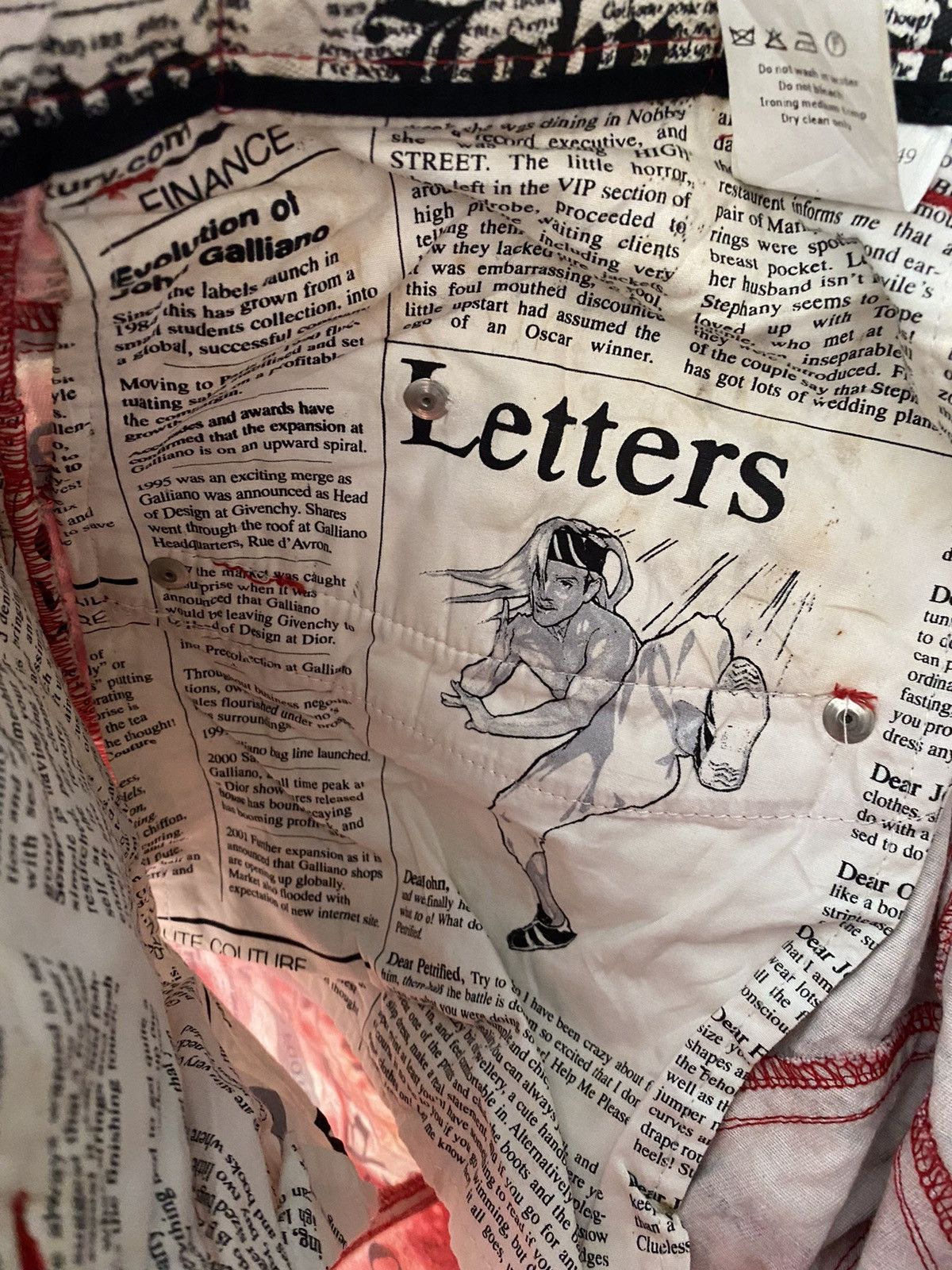 John Galliano Archive John Galliano news papper fullprint pants