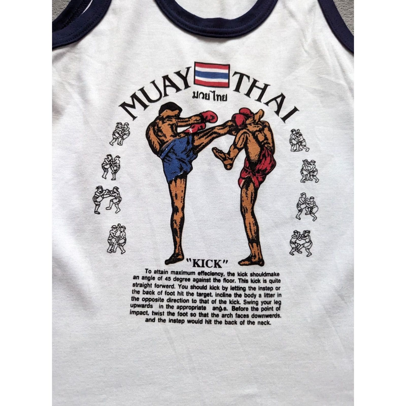 Vintage Muay Thai "Kick" Training Tank Top White Shirt Tank Top Men One Size White Muay Thai Kick Shirt Shirts Men White Size US M / EU 48-50 / 2 - 2 Thumbnail