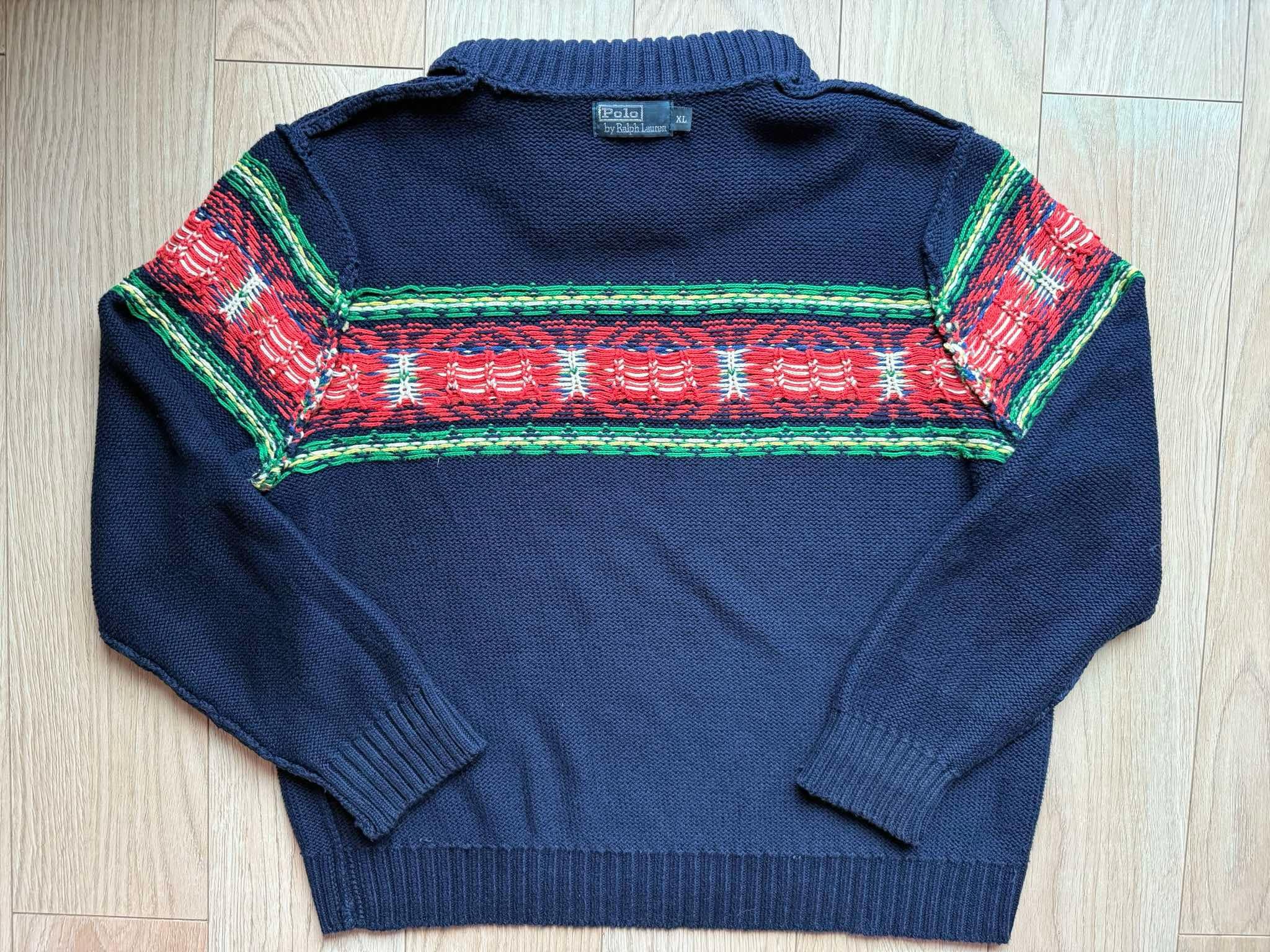 Polo Ralph Lauren × Vintage Vintage Polo Ralph Lauren Aztec Knitted Sweater Pullover Ski Size US XL / EU 56 / 4 - 5 Thumbnail