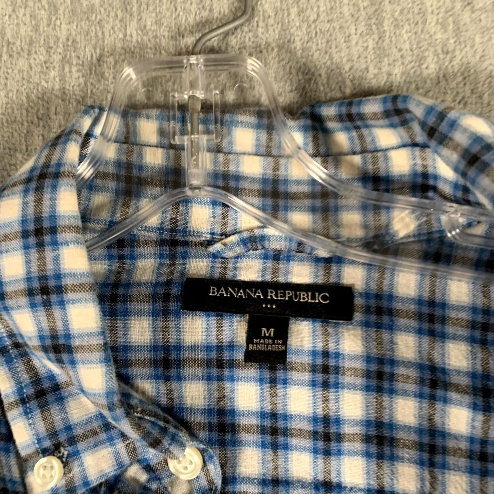 Banana Republic VINTAGE? No. Banana Republic Shirt Mens Medium Blue Check Linen Long Sleeve Button Down Size US M / EU 48-50 / 2 - 4 Thumbnail