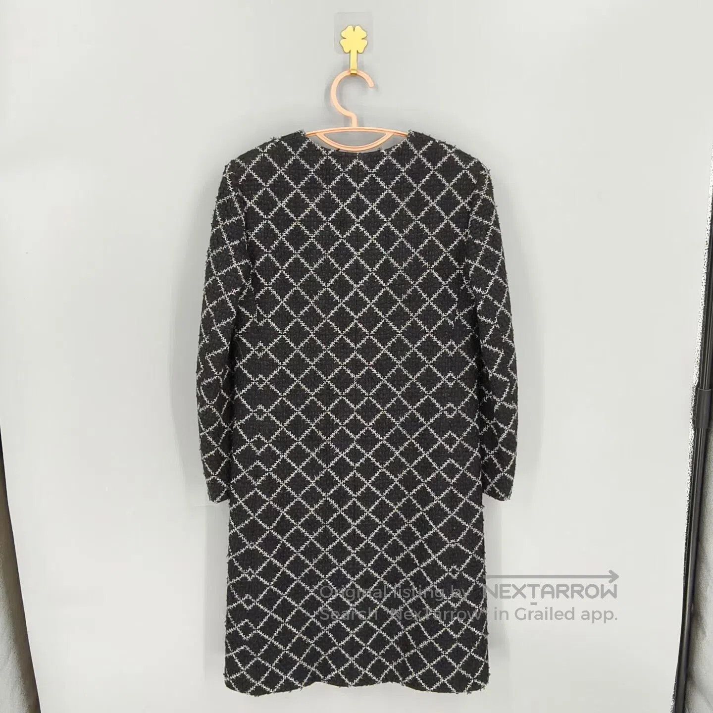 Chanel Chanel Black and White Checkered Tweed Long Coat| Size XS / US 0-2 / IT 36-38 - 2 Thumbnail