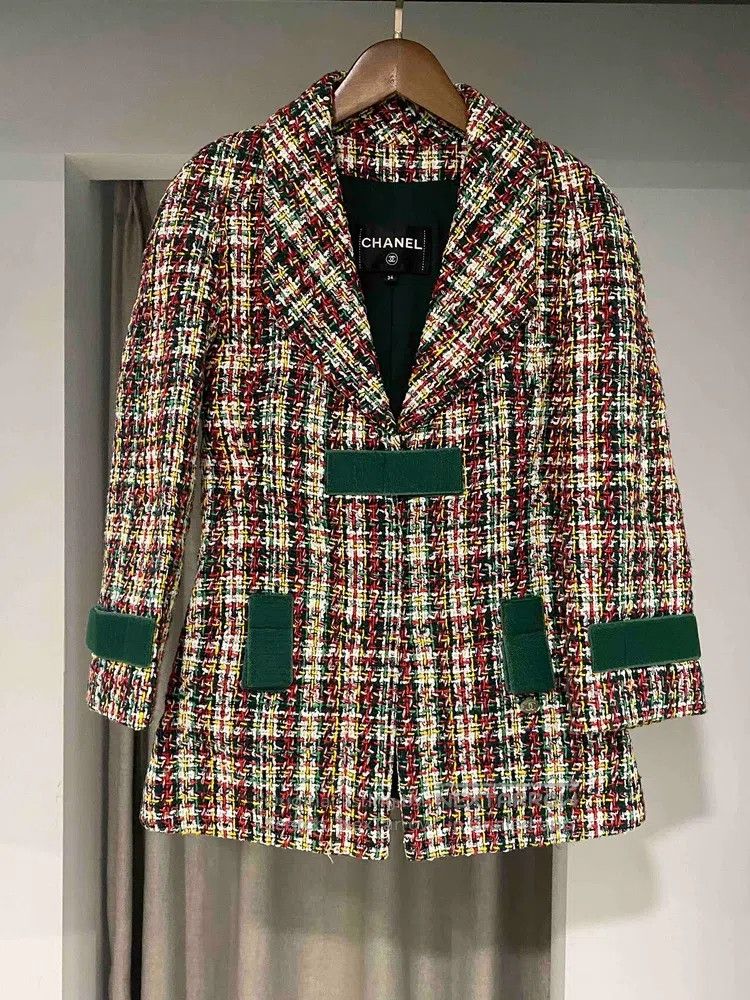 Chanel Chanel Data centre white red green mosaic Velcro jacket Size XXS / US 00 / IT 34 - 9 Thumbnail