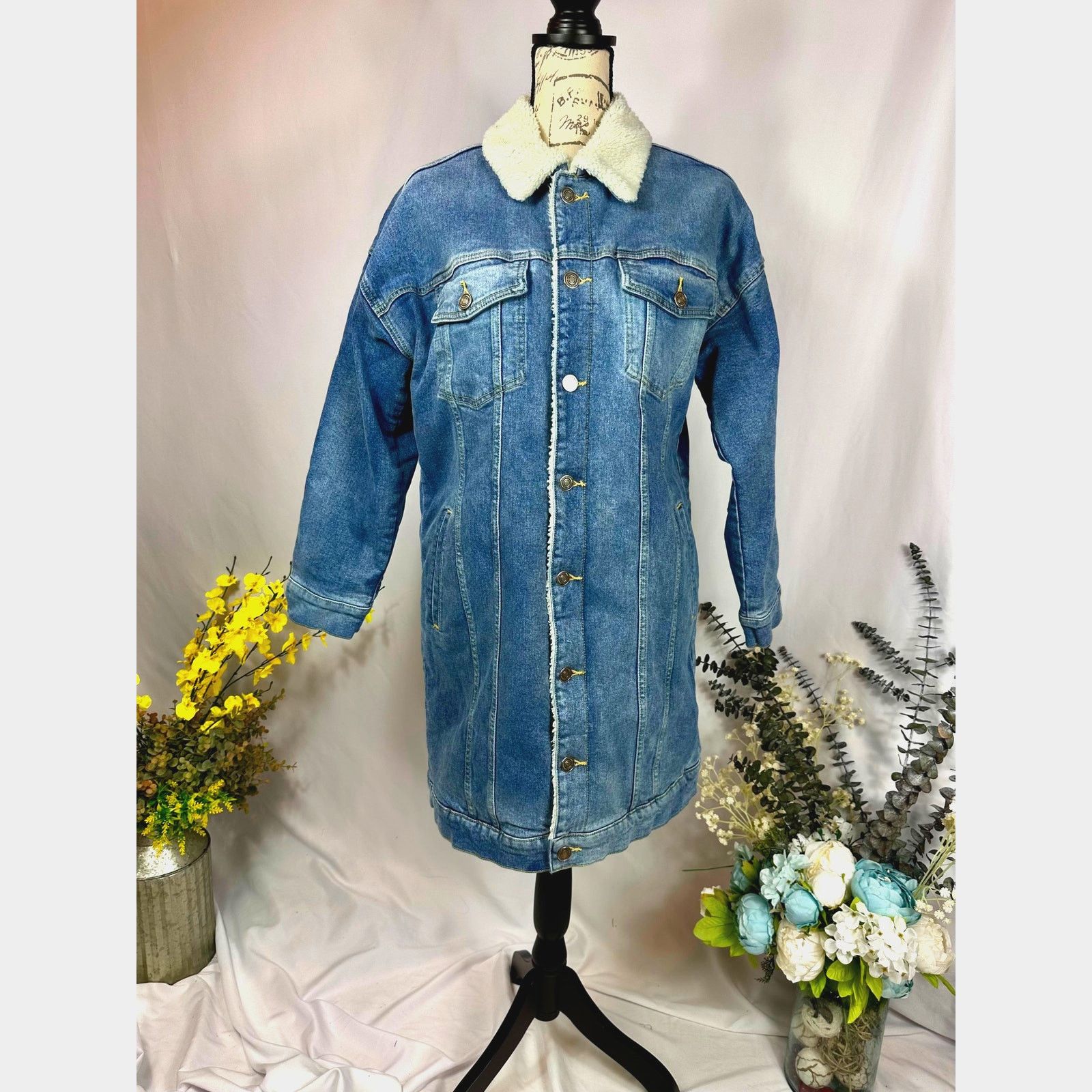 Other LNDN Landon Denim Sherpa Lined Jacket Medium Wash XS/S Size S / US 4 / IT 40 - 7 Thumbnail
