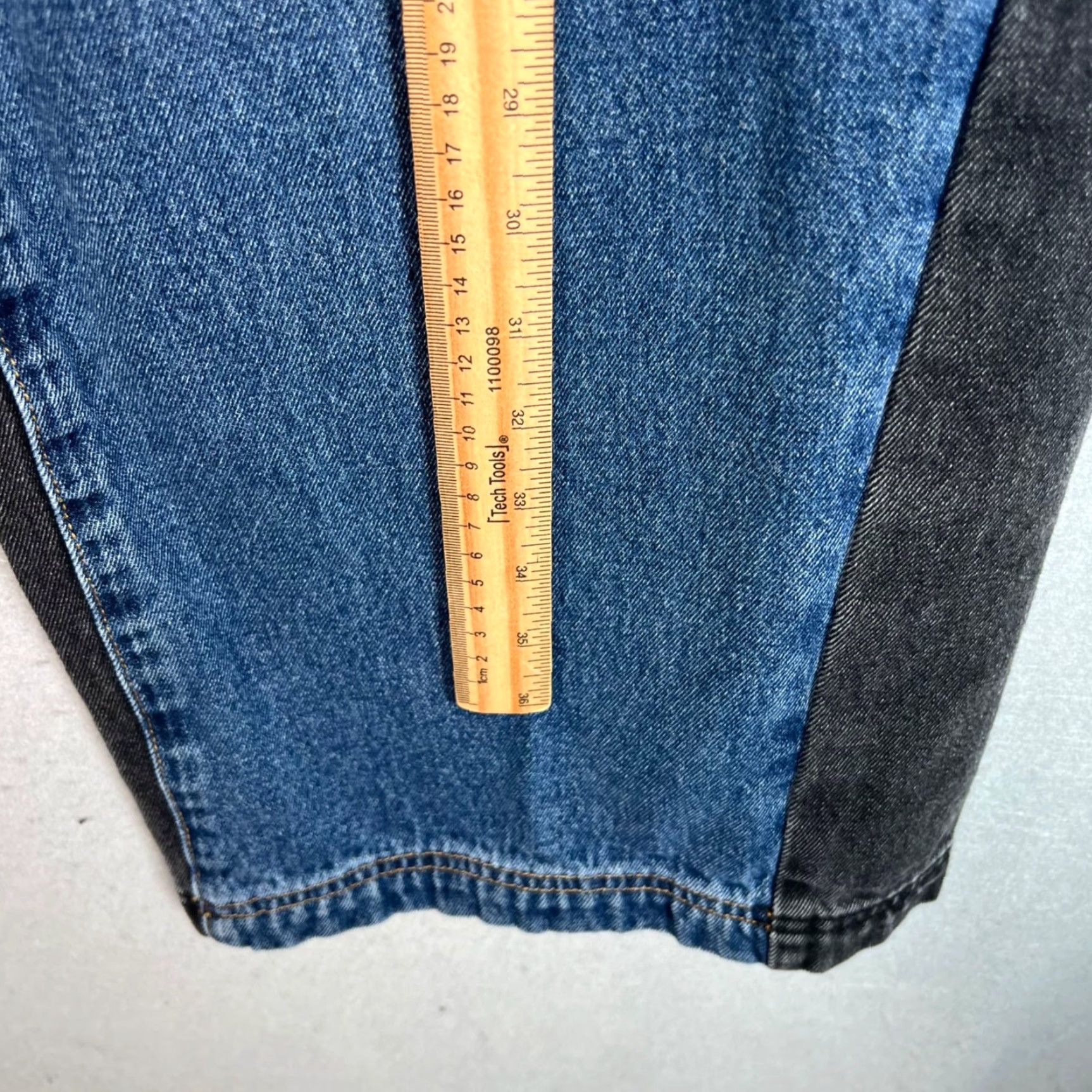 Denime PRPR Womens Jeans Black Blue Two-Tone High-Waist Denim With Stud Detail Size Small Adult Womens Wide-Leg Inseam 30 in 25 in Vintage No Size 42" / US 20 - 6 Thumbnail