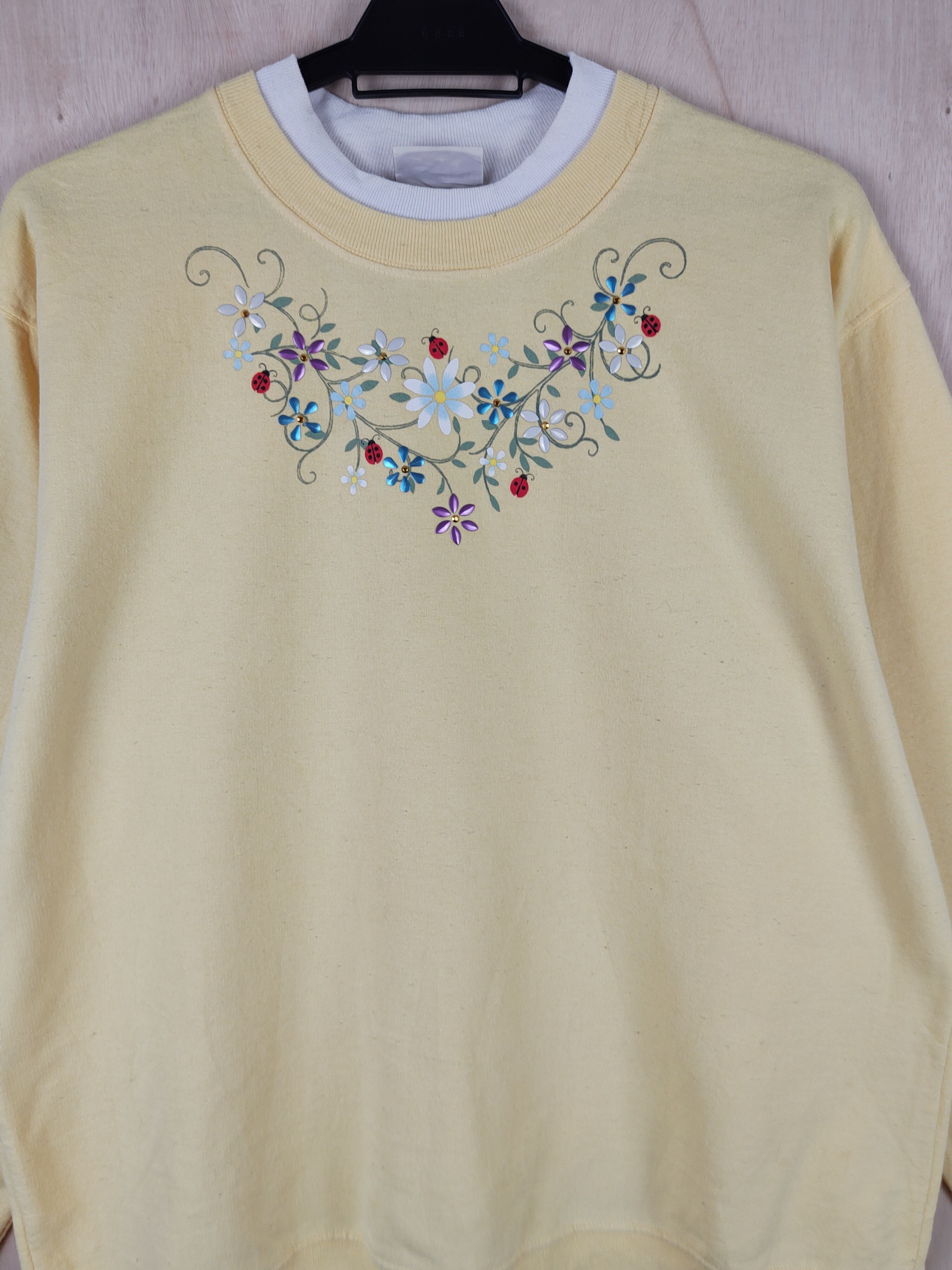 Japanese Brand Top Stitch art double collar Yellow Sweatshirts #S2586 Size L / US 10 / IT 46 - 2 Thumbnail