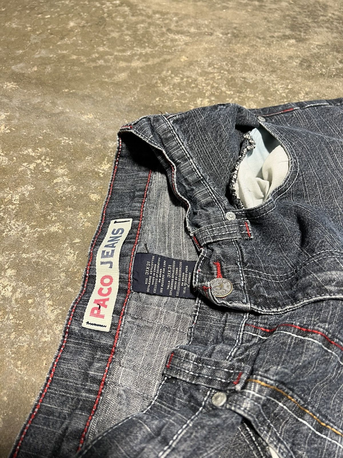 Japanese Brand × Vintage Vtg 90s y2k Paco Jeans JNCO Embroidered Baggy Skater Jeans Size US 31 - 4 Thumbnail