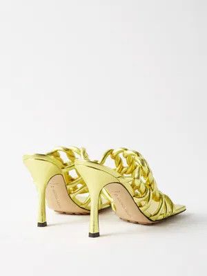 o1bcso1str0924 Stretch Twist Sandal Mules in Gold