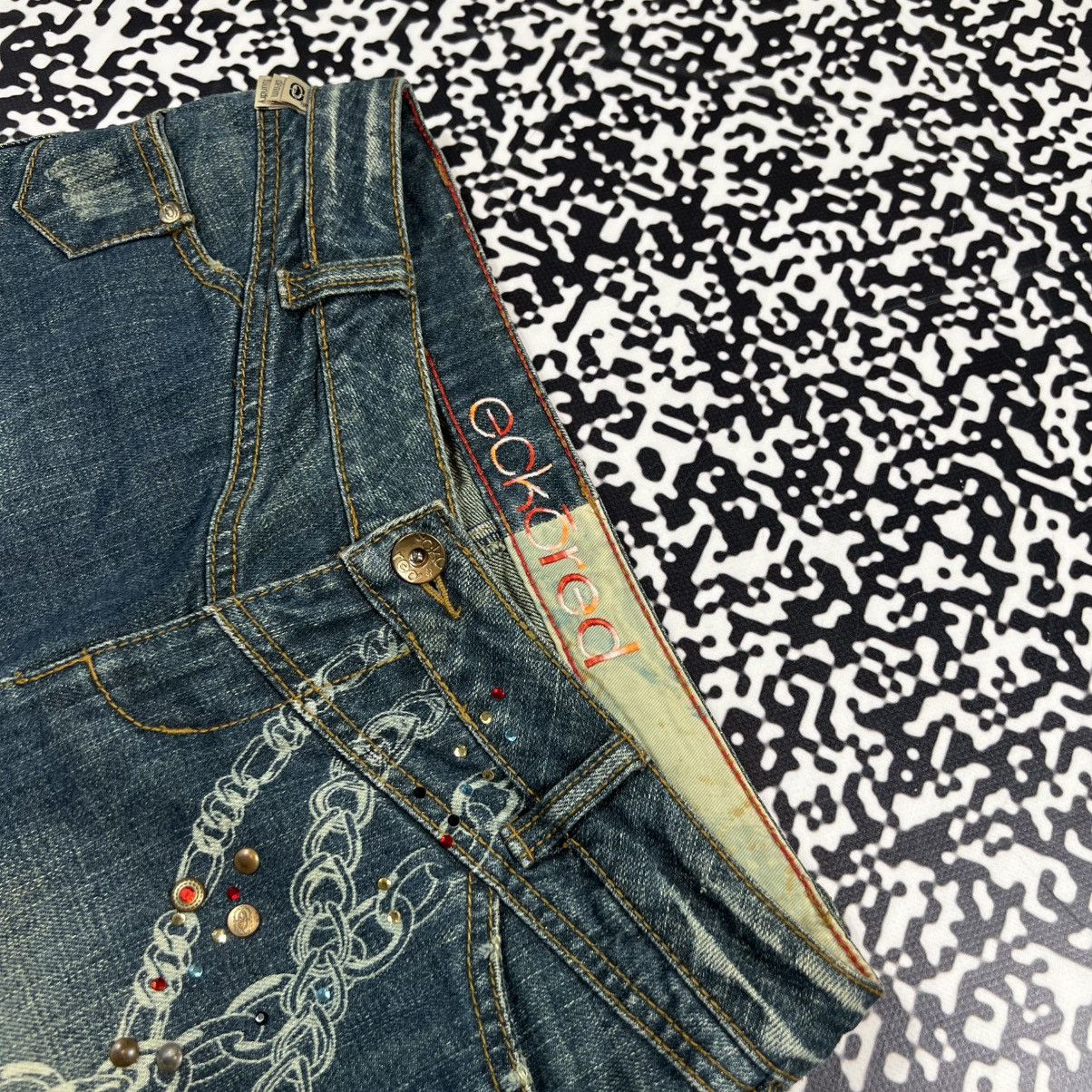 Ecko Unltd. Vintage Y2K Ecko Red Unlimeted Chain Logo Denim Mini Skirt Size 28" / US 6 / IT 42 - 10 Thumbnail