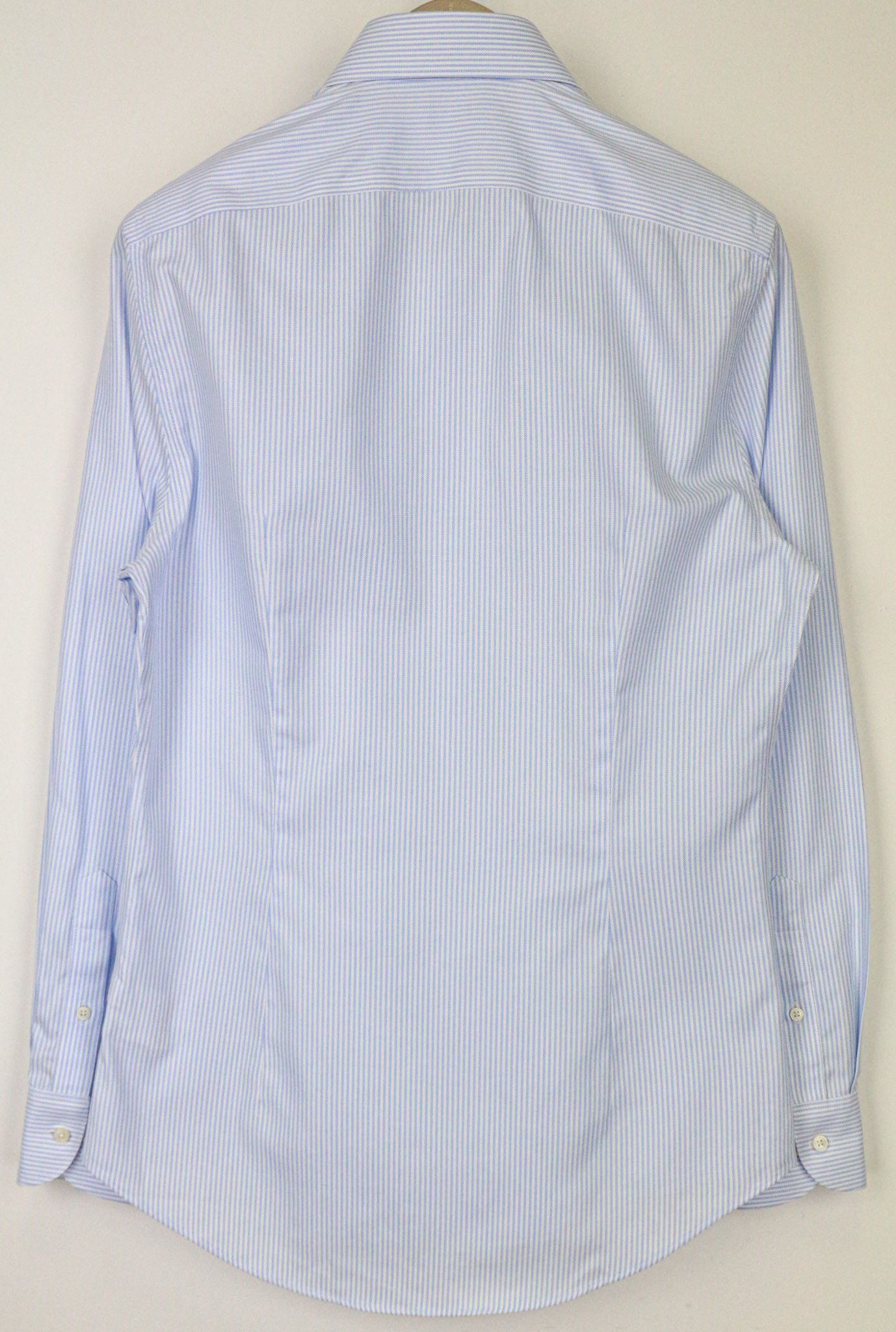 Suitsupply 40/15 3/4 Extra Slim Blue Cotton Striped Shirt 77360 Size 40R - 2 Thumbnail