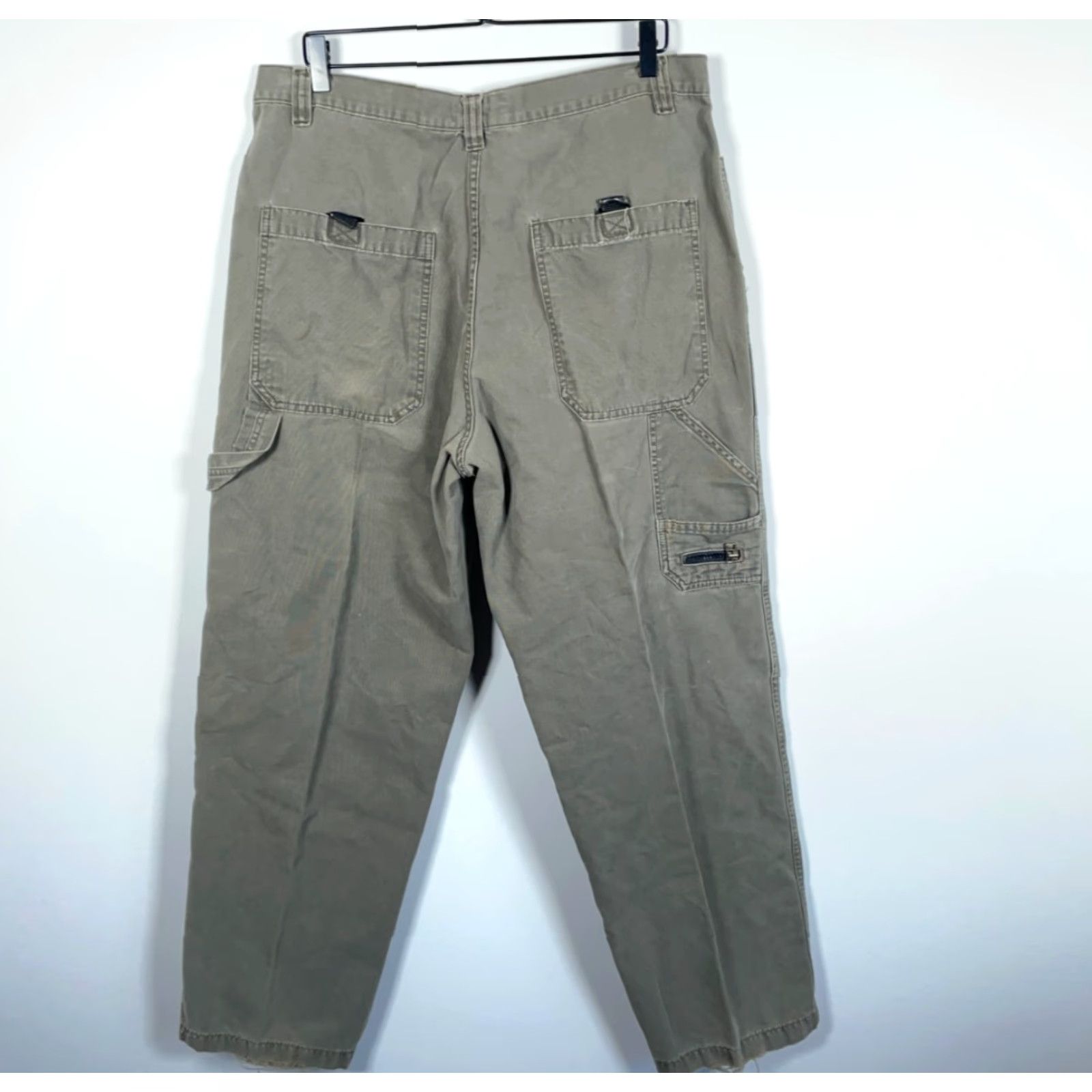 Vintage VINTAGE Utility Pants Baggy Fit Carpenter Olive Green 36 x 31 Mens 38/32 Tag Regular 100% Cotton Straight Front Pockets Workwear Cyber? Size US 36 / EU 52 - 2 Thumbnail