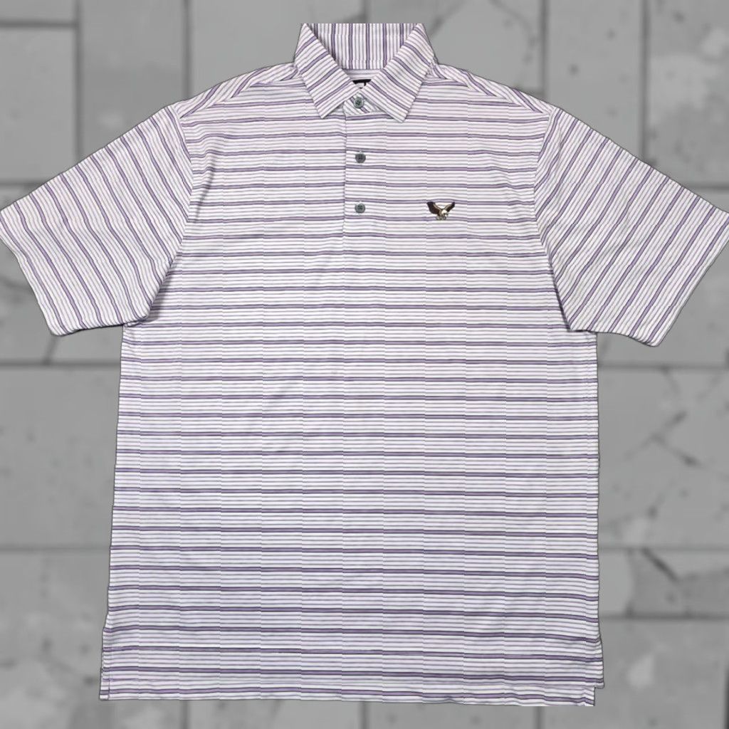 Footjoy FootJoy FJ Mens L Short Sleeve Pink White Stripe Performance Golf Polo Shirt Size US L / EU 52-54 / 3 - 1 Thumbnail