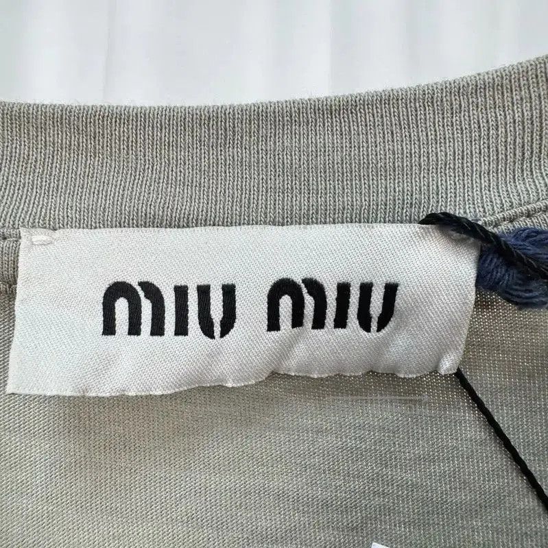 Miu Miu Miu Miu Gray Cotton Embroidered Logo Sleeveless Top . Size L / US 10 / IT 46 - 5 Thumbnail