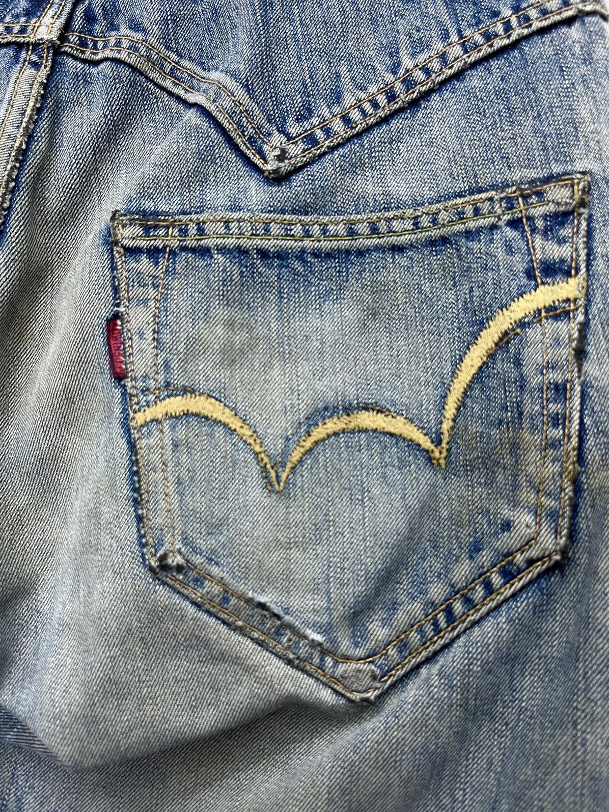 Edwin 🔥Vintage Aging Patina Distressed Denim Süper Flare Jeans Size US 31 - 18 Thumbnail