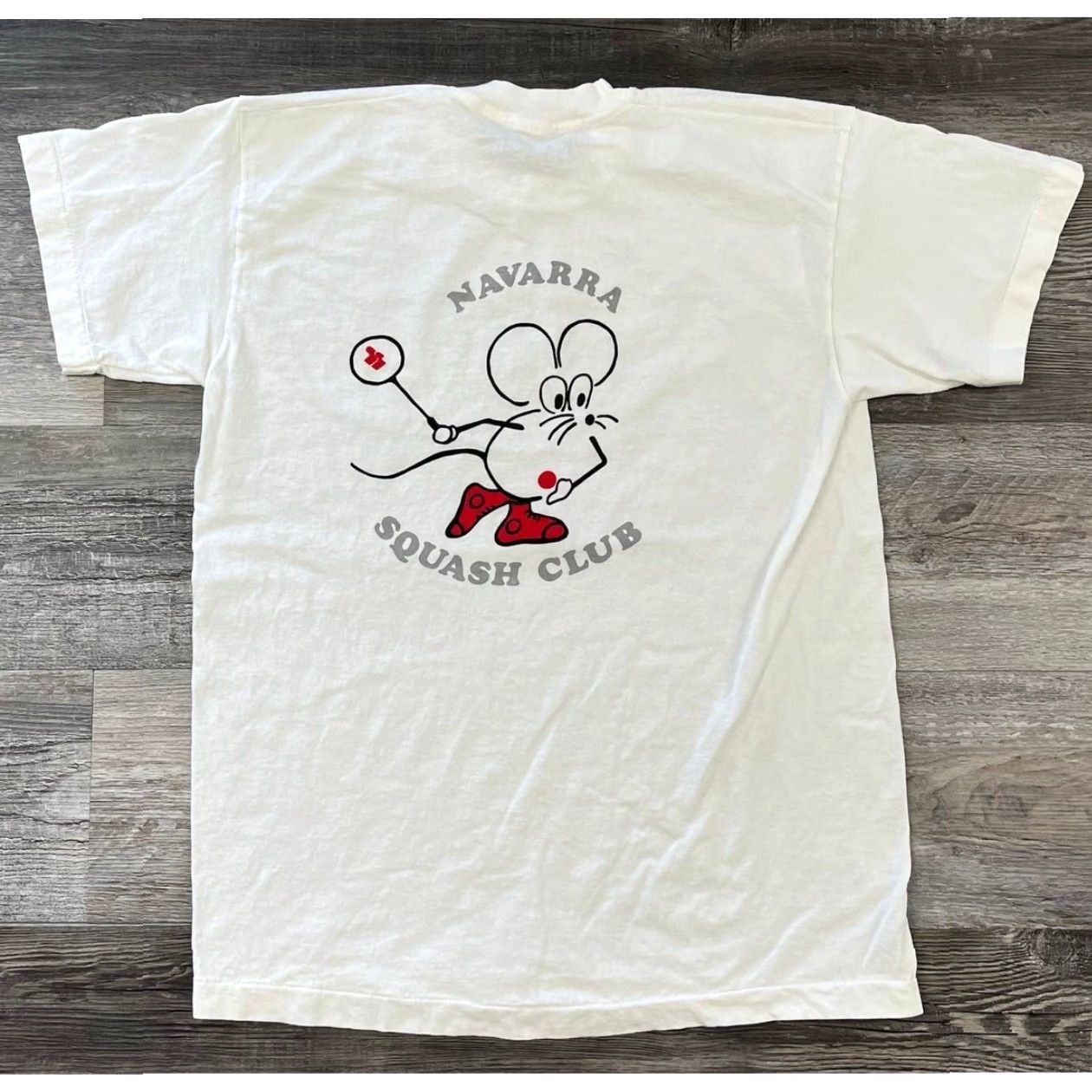 Vintage VINTAGE Navarra Squash Club Cartoon Mouse White Mens L Funny Graphic Tee Shirt Size US L / EU 52-54 / 3 - 2 Thumbnail