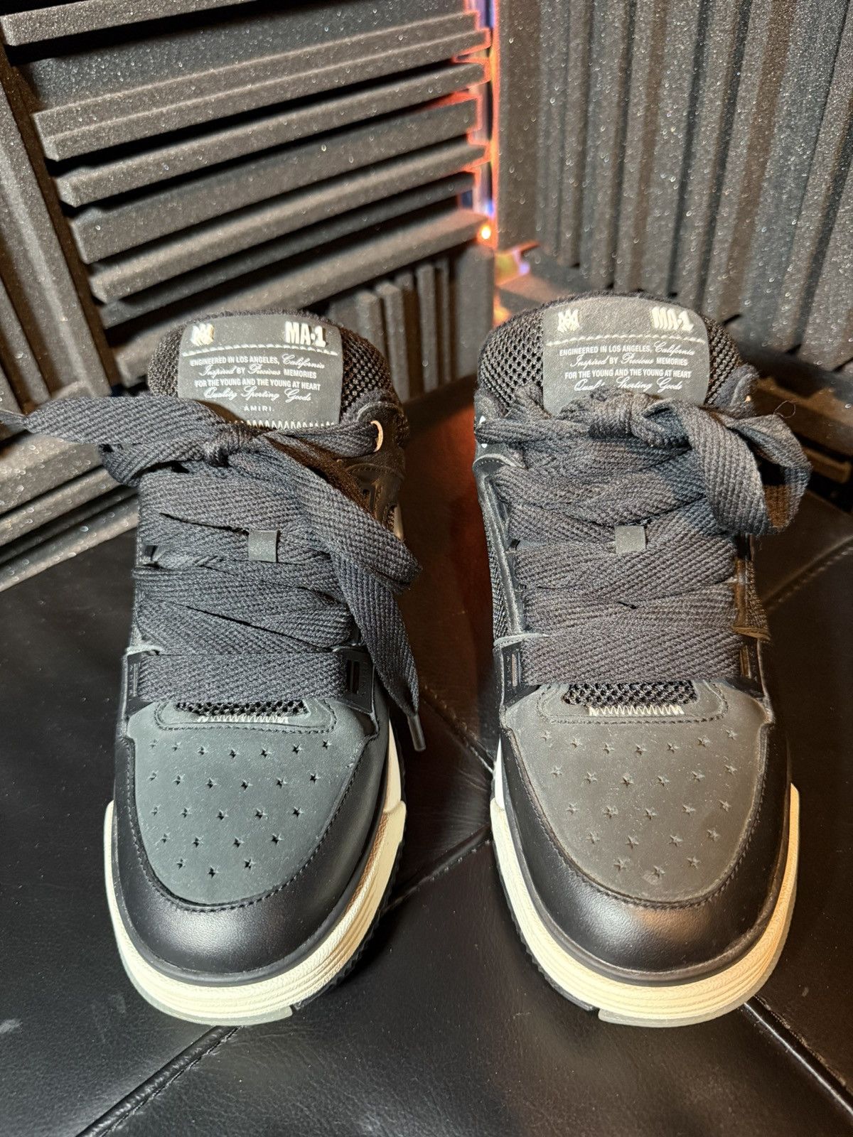 Amiri Tow-Tone Boucle Skel Sneakers | Grailed