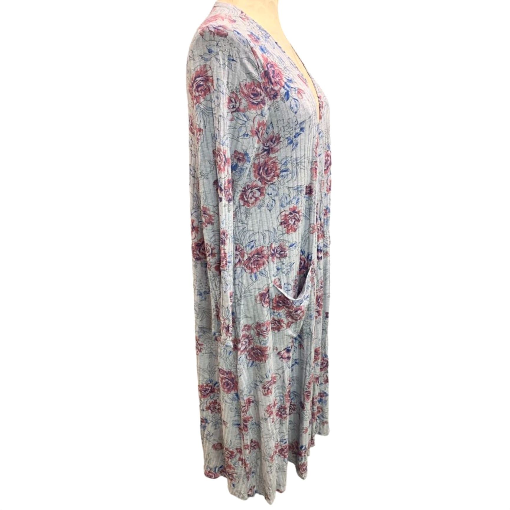 Vintage VINTAGE LuLaRoe Sarah Duster Long Cardigan Gray Floral Pockets Womens Small Cardigan Womens Gray Floral Pockets 90s? Size S / US 4 / IT 40 - 6 Thumbnail