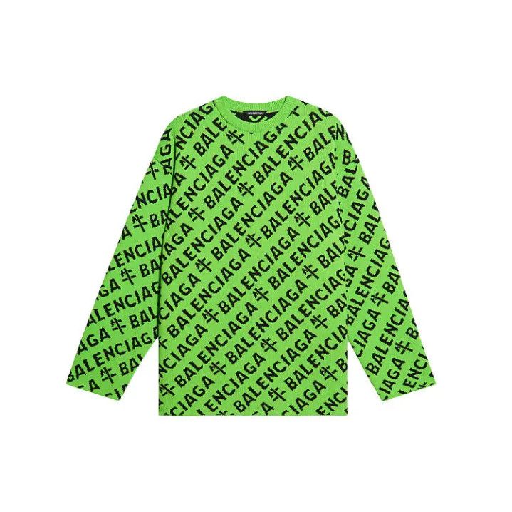 Balenciaga Balenciaga Neon Logo Long Sleeve Knit Sweater Size US S / EU 44-46 / 1 - 1 Thumbnail