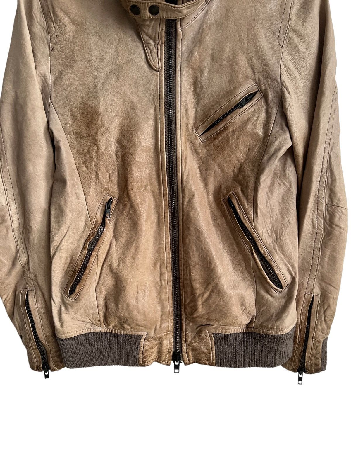 American Rag Beauty Patina Fade Sheep Leather Bondage Zipper Biker Jacket Size US S / EU 44-46 / 1 - 8 Thumbnail