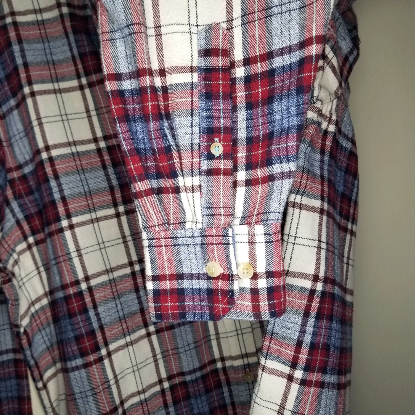 Izod VINTAGE IZOD Mens Plaid Shirt L Long Sleeve Button-Up Flannel Red Blue Size US L / EU 52-54 / 3 - 4 Thumbnail