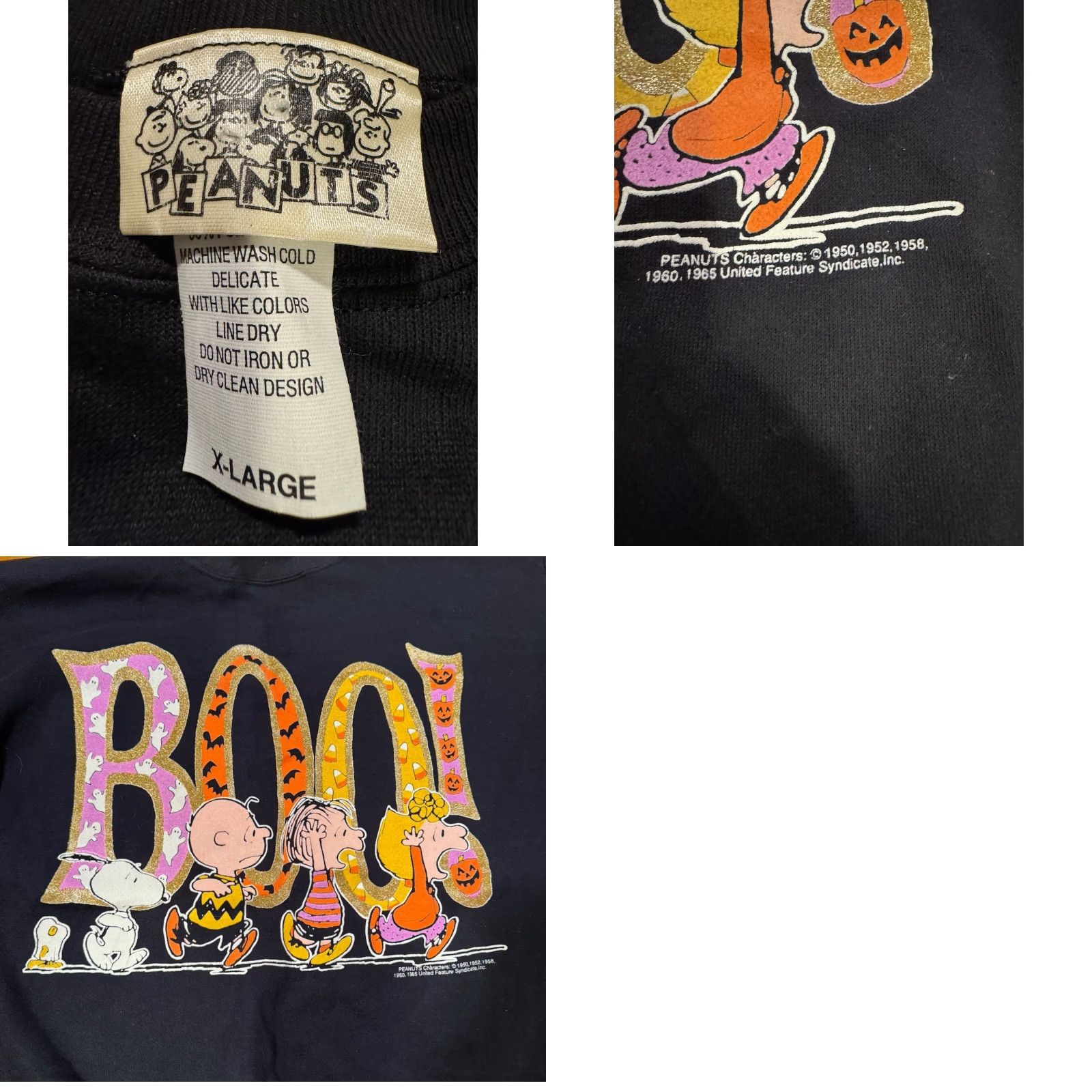 Peanuts VINTAGE Peanuts Snoopy & Woodstock Pumpkins Halloween Sweatshirt XL Black Unisex Adults 90s Graphic Print Pullover Crew Neck Long Sleeve Size US XL / EU 56 / 4 - 10 Thumbnail