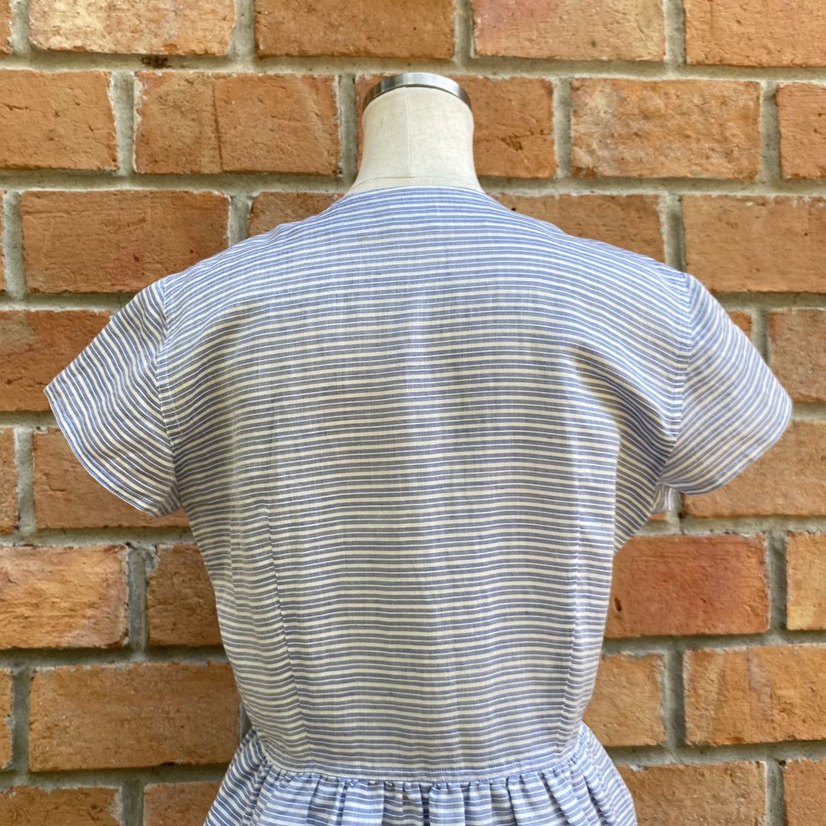 Givenchy Givenchy Blue Striped Peplum Button-Down Top Size S / US 4 / IT 40 - 17 Thumbnail