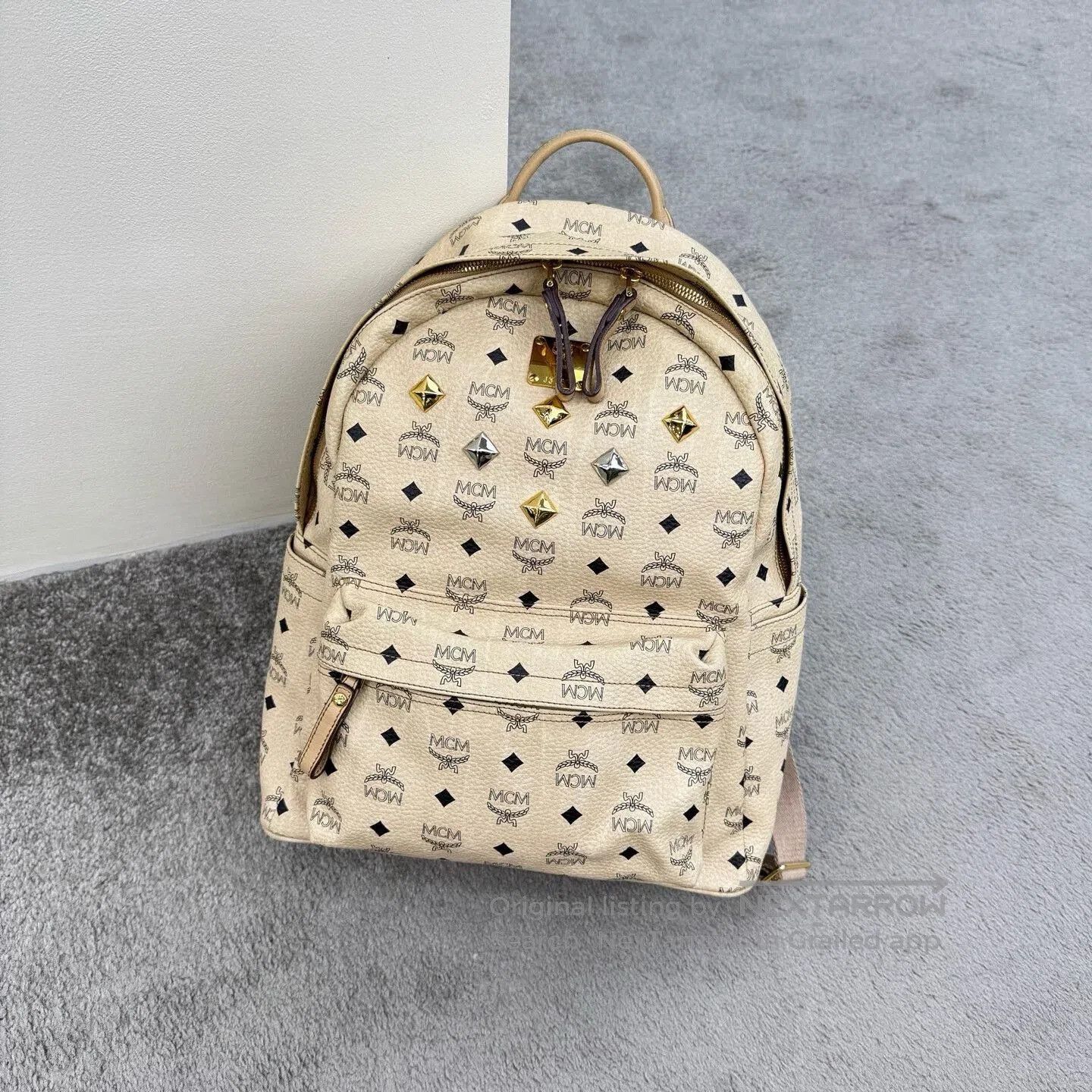 MCM MCM Visetos Large Beige Backpack. Size ONE SIZE - 1 Thumbnail