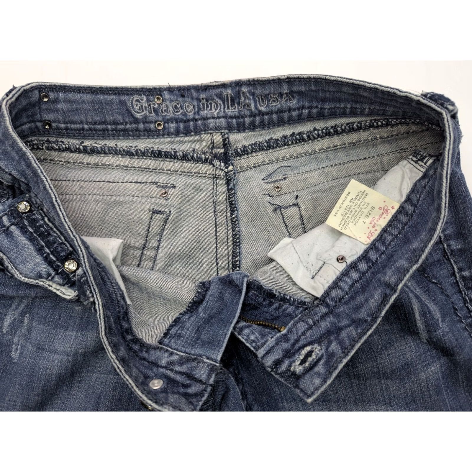 Grace in LA Grace In LA Jeans Bootcut Women's 30x33 Blue Distressed Denim 5-Pocket Regular XS? Size 30" / US 8 / IT 44 - 6 Thumbnail