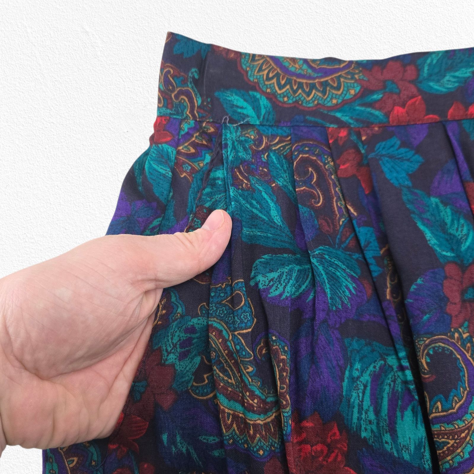 Vintage 90s Briggs Rayon Midi Skirt Dark Academia Size 14 Size 36" / US 14 / IT 50 - 6 Thumbnail