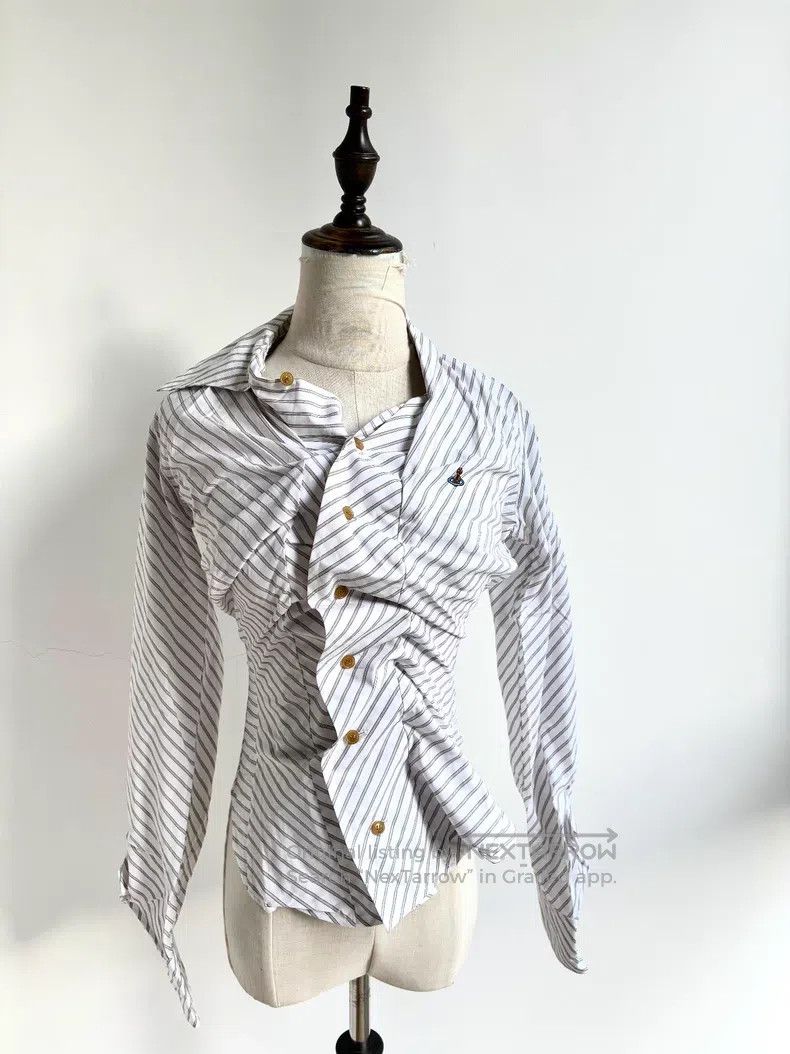 Vivienne Westwood Vivienne Westwood White Striped Drunkard Shirt Size XS / US 0-2 / IT 36-38 - 1 Thumbnail