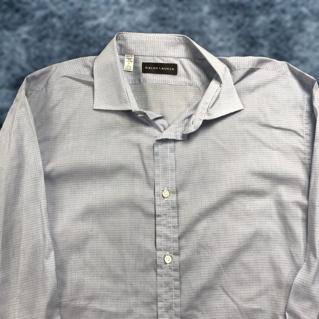 Ralph Lauren Ralph Lauren Black Label Shirt Mens 17 Blue Check Cotton Dress Made Italy Design Shirt Mens 17 Blue Check Cotton Dress Italy Design Size 46R - 1 Thumbnail