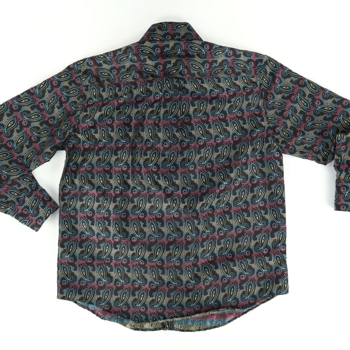 Vintage Daniel Ellissa Geometric Paisley 18 1/2 Polyester Solid Shirt Black Men's 2XL Size US XXL / EU 58 / 5 - 4 Thumbnail