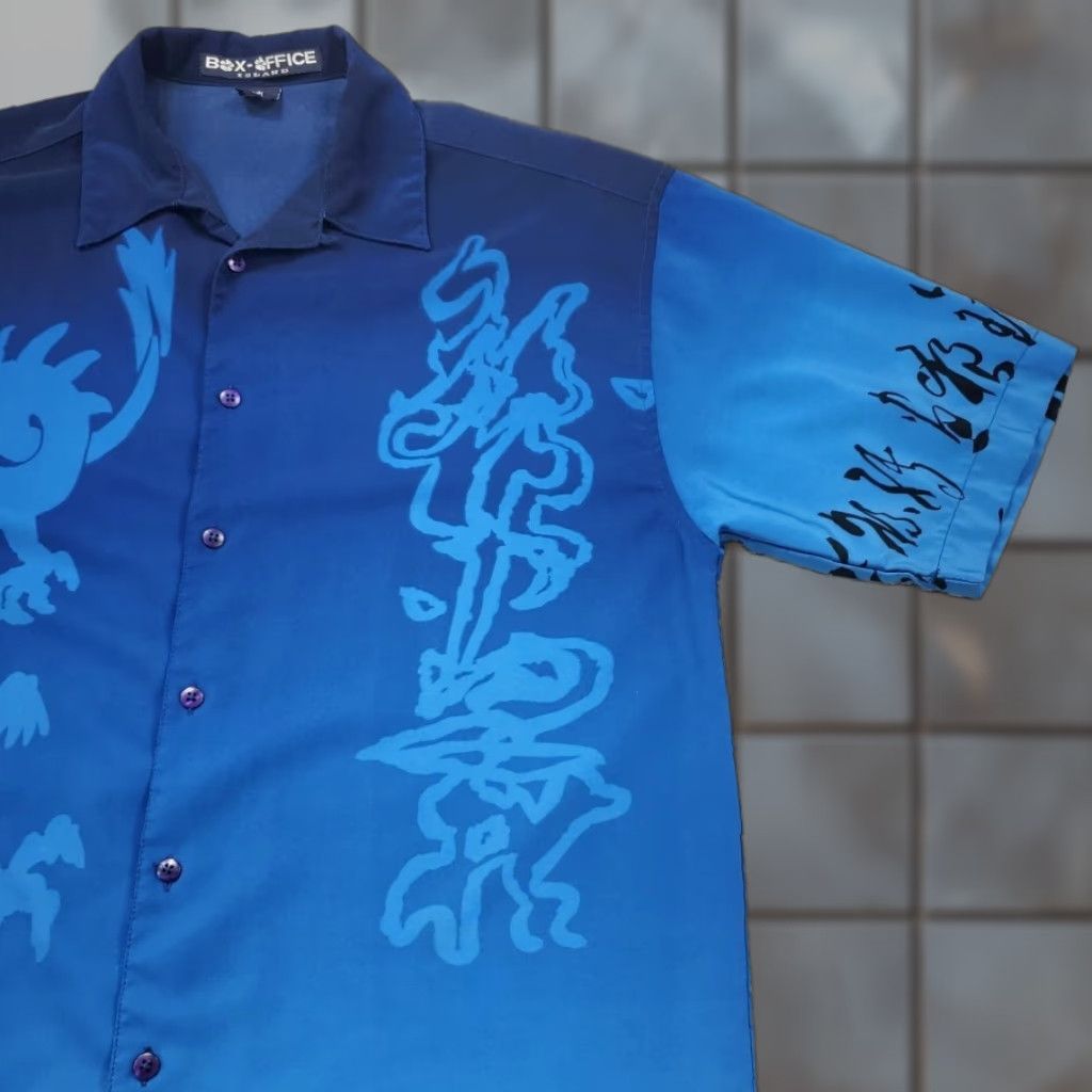Vintage VINTAGE Box Office Island Shirt Mens M Blue Dragon Asian Casual Button-Up Short Sleeve Size US M / EU 48-50 / 2 - 1 Thumbnail