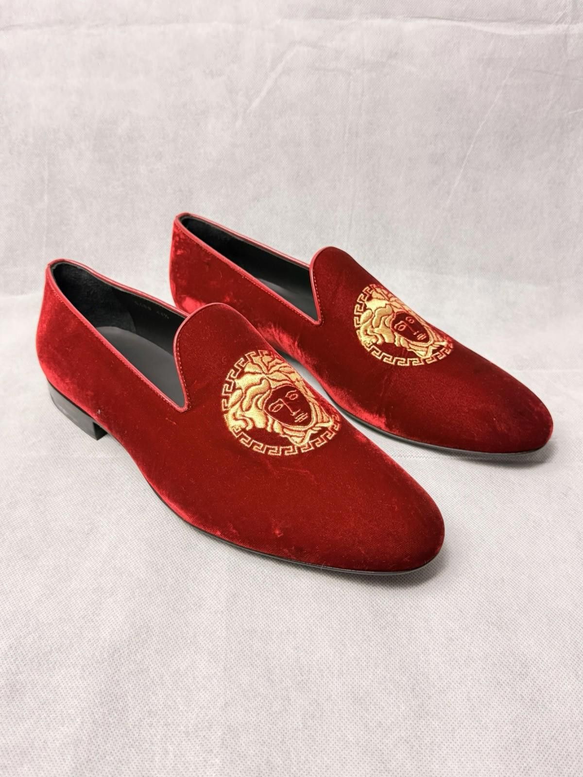Versace Versace Medusa Head Velvet Loafers Red Gold SZ 44.5 US 11.5 Size US 11.5 / EU 44-45 - 1 Thumbnail