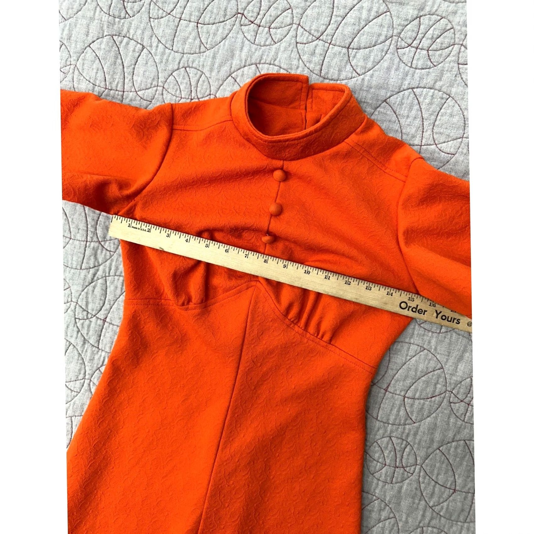 Vintage True Vintage 1960s Dress Orange Flutter Sleeve Mock Neck Retro Girls Small Size ONE SIZE - 4 Thumbnail