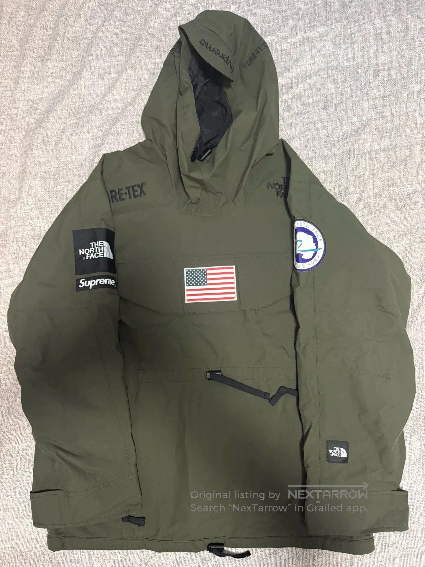 Supreme Green Hooded Parka with Flag Patch . Size US M / EU 48-50 / 2 - 1 Thumbnail