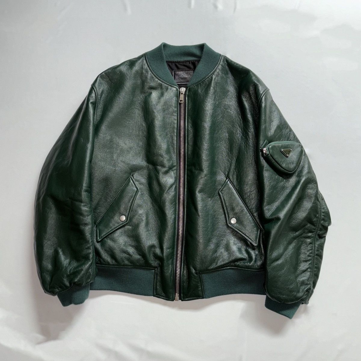 Prada Prada fw21 leather bomber jacket | Grailed