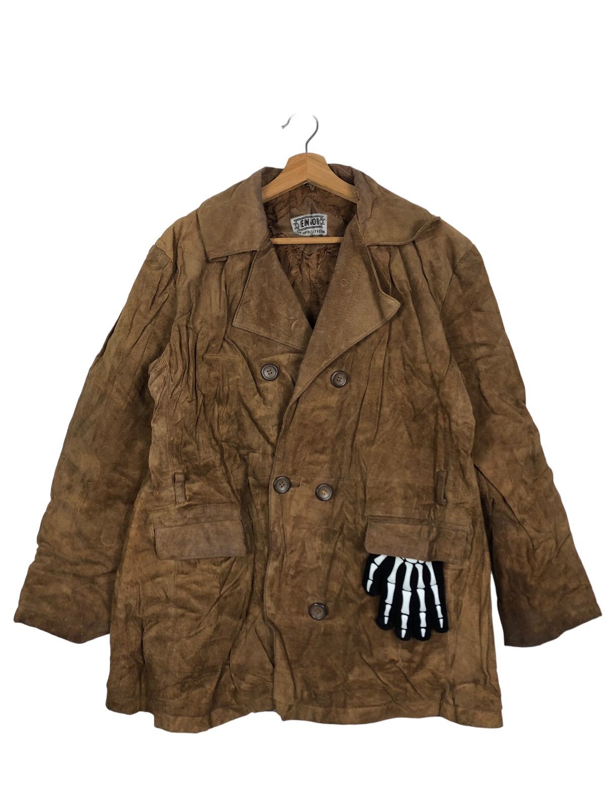 Japanese Brand 🔥90’s Leather Jacket Enjoy Issey Miyake Japan Double Breast Size US L / EU 52-54 / 3 - 1 Thumbnail