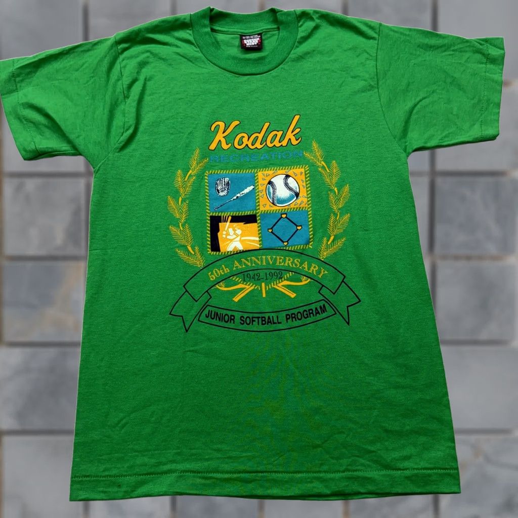 Vintage VINTAGE Kodak Recreation 50th Anniversary Softball T-Shirt Green Mens M Size US M / EU 48-50 / 2 - 1 Thumbnail