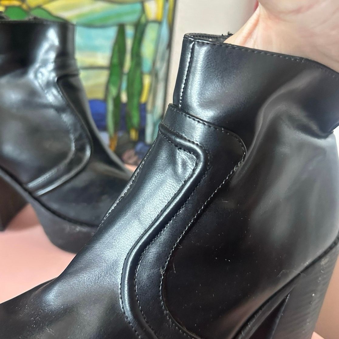 Other current mood platform black pleather boots heels shoes Size US 10 / IT 40 - 4 Thumbnail