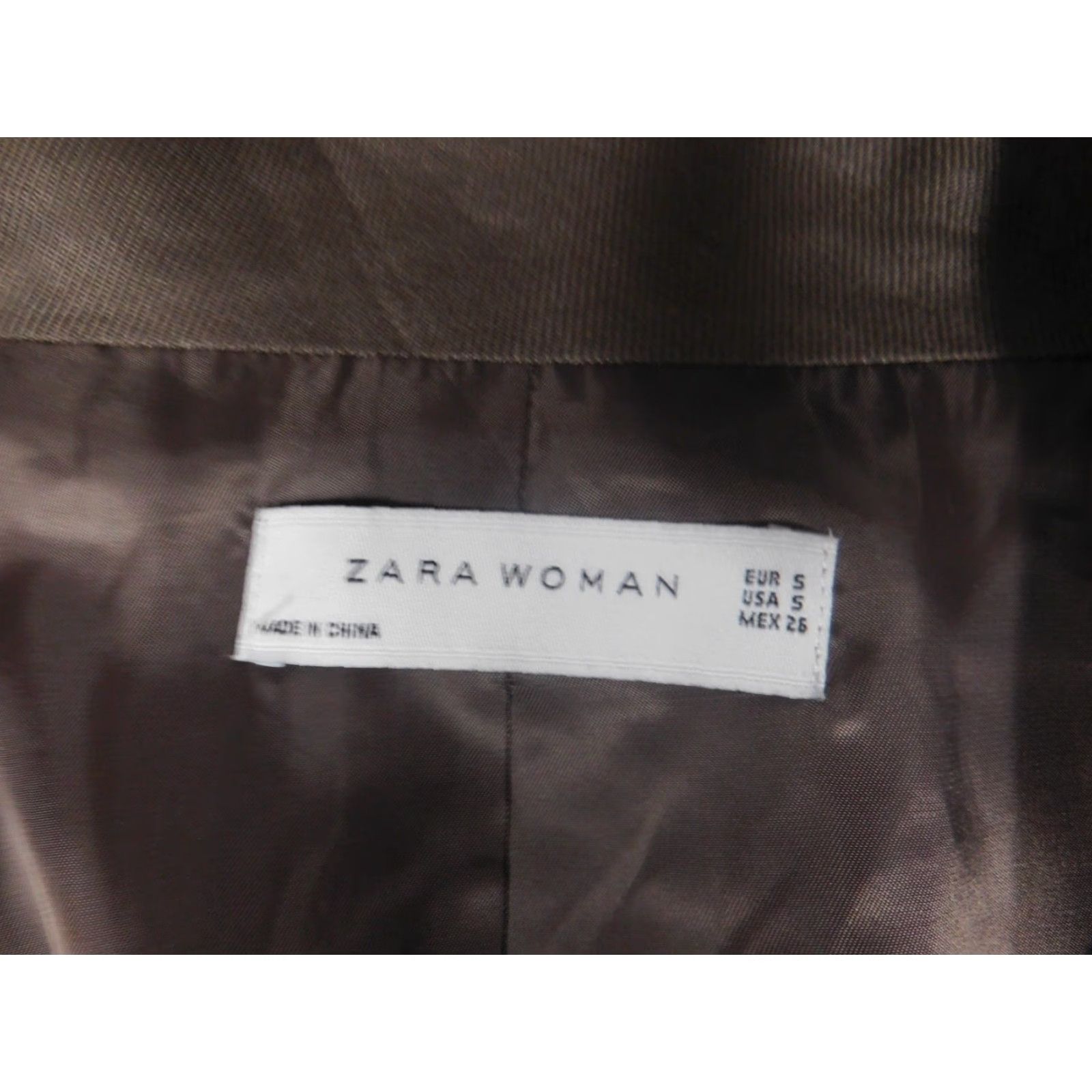 Zara Zara Jacket Womens Small Brown Snap Collar Basic Jacket Long Sleeve Solid Mid-Length Polyester Lining Embroidered Casual Fall Spring Womens Size S / US 4 / IT 40 - 4 Thumbnail
